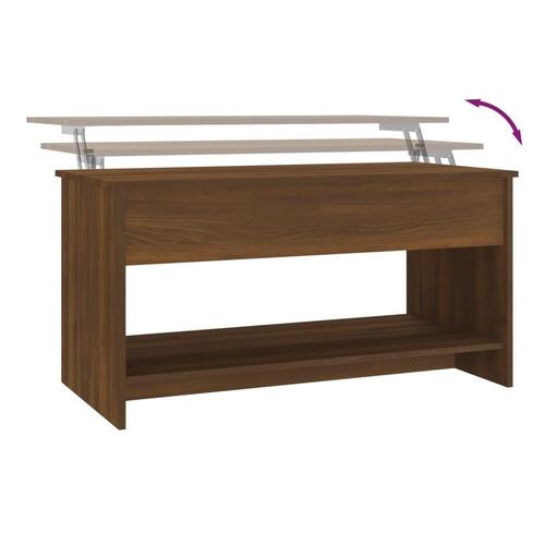 Sofabord 102x50x52,5 cm konstrueret træ brun egetræsfarve