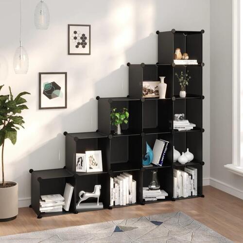 Kubeformede opbevaringskasser 15 stk. PP sort