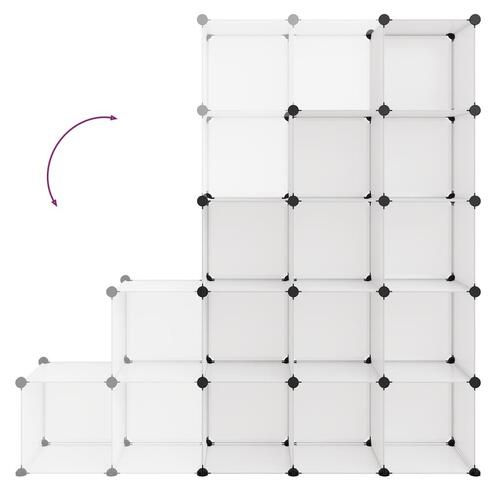 Kubeformede opbevaringskasser 15 stk. PP transparent