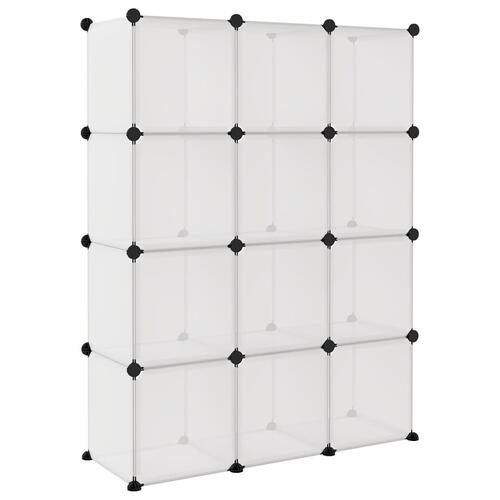Kubeformede opbevaringskasser 12 stk. PP transparent