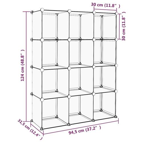 Kubeformede opbevaringskasser 12 stk. PP transparent