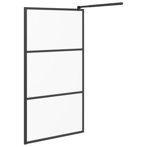 Brusevæg 100x195 cm matteret sikkerhedsglas sort