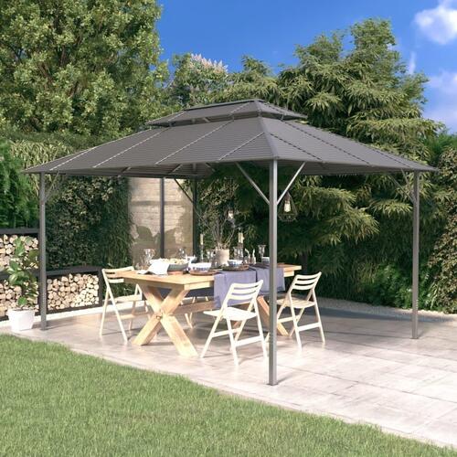 Pavillon med dobbelt tag 3x4 m antracitgrå