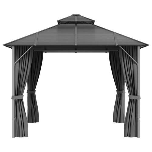 Pavillon med sidevægge og dobbelttag 3x4 m antracitgrå