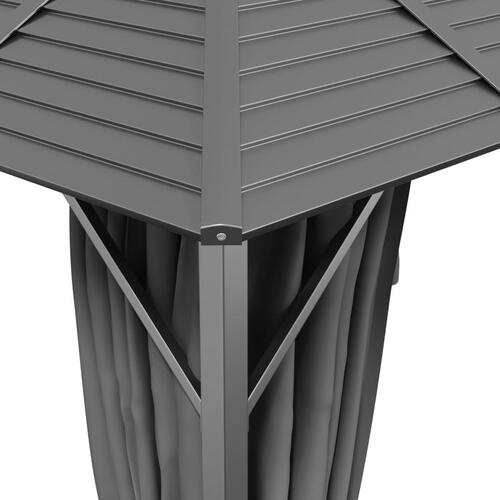 Pavillon med sidevægge og dobbelttag 3x4 m antracitgrå