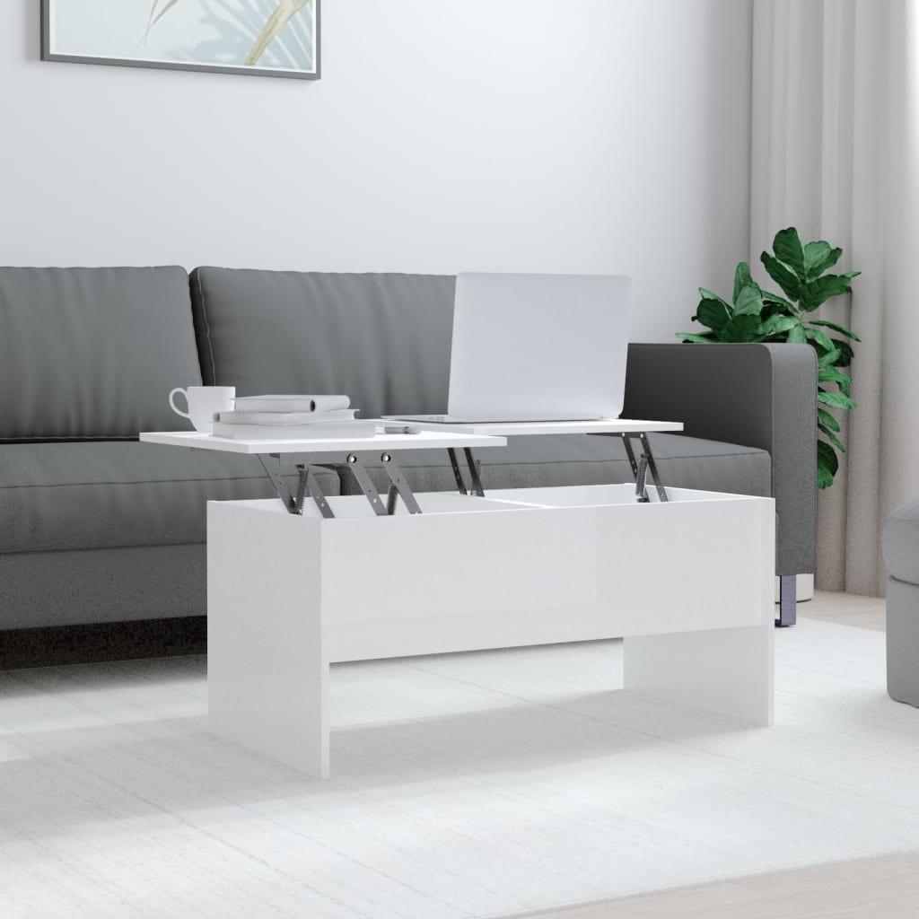 Sofabord 102x50,5x46,5 cm konstrueret træ hvid højglans