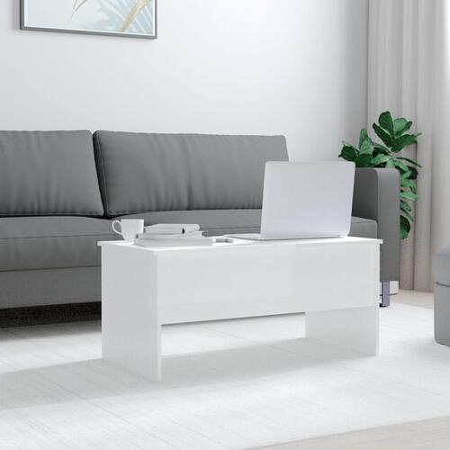 Sofabord 102x50,5x46,5 cm konstrueret træ hvid højglans