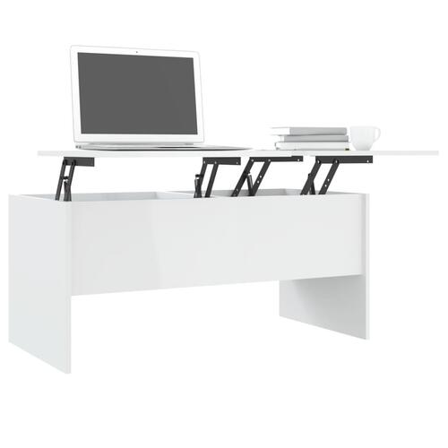 Sofabord 102x50,5x46,5 cm konstrueret træ hvid højglans