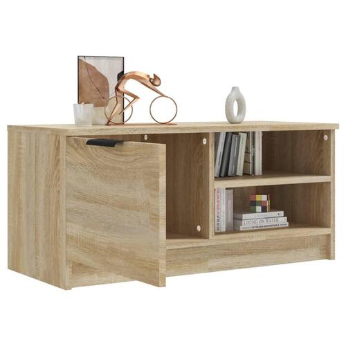 Tv-bord 80x35x36,5 cm konstrueret træ sonoma-eg