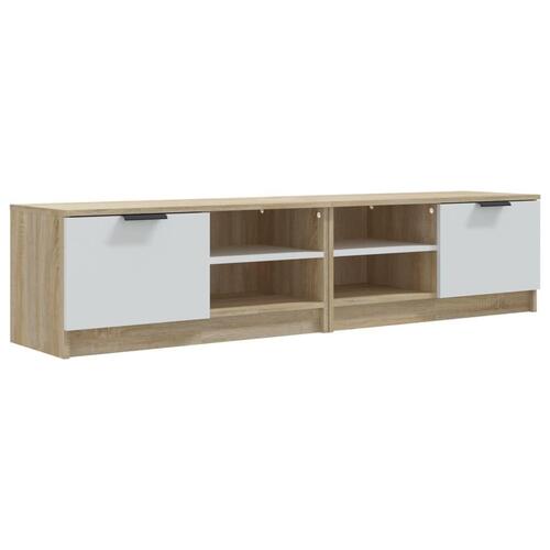 Tv-borde 2 stk. 80x35x36,5 cm konstrueret træ hvid og sonoma-eg