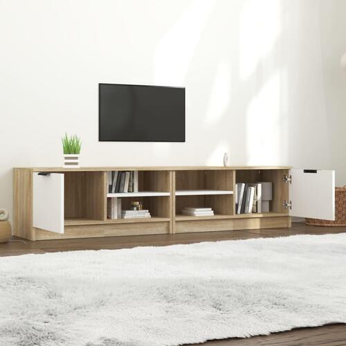 Tv-borde 2 stk. 80x35x36,5 cm konstrueret træ hvid og sonoma-eg