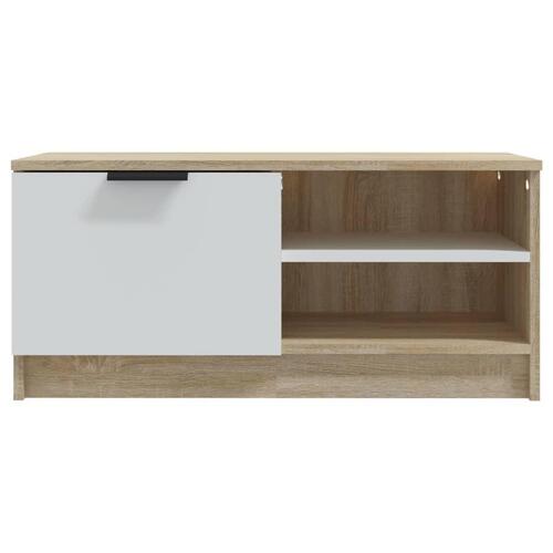 Tv-borde 2 stk. 80x35x36,5 cm konstrueret træ hvid og sonoma-eg