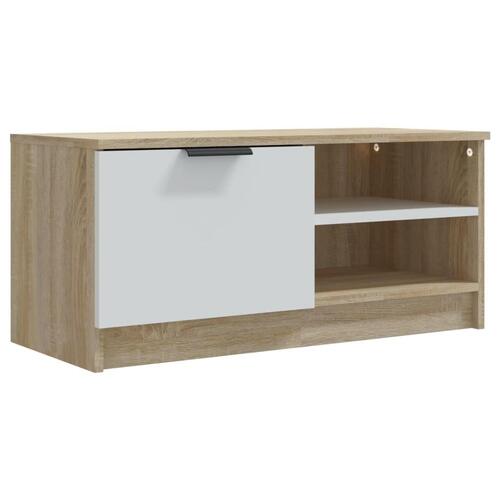 Tv-borde 2 stk. 80x35x36,5 cm konstrueret træ hvid og sonoma-eg