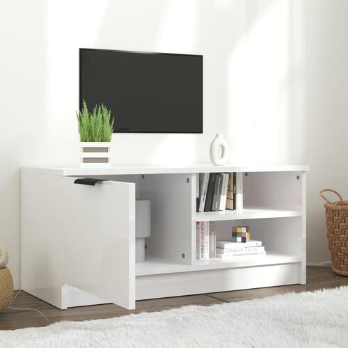 Tv-bord 80x35x36,5 cm konstrueret træ hvid højglans