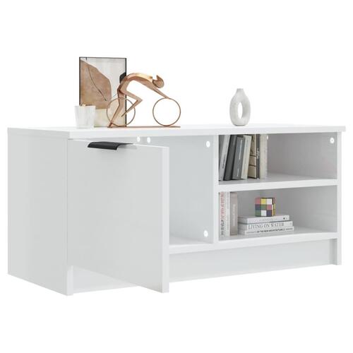 Tv-bord 80x35x36,5 cm konstrueret træ hvid højglans