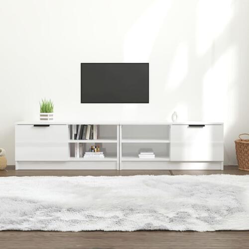 Tv-borde 2 stk. 80x35x36,5 cm konstrueret træ hvid højglans