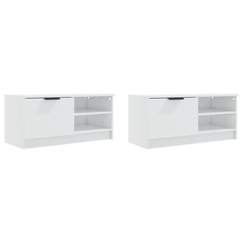 Tv-borde 2 stk. 80x35x36,5 cm konstrueret træ hvid højglans