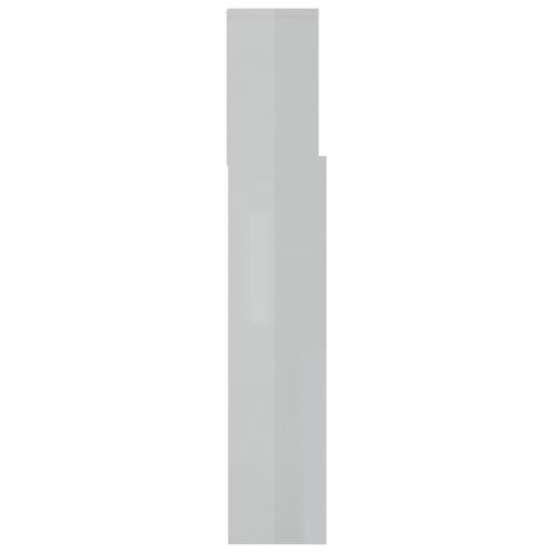 Sengegavl med opbevaring 120x19x103,5 cm hvid højglans