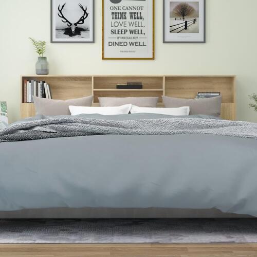 Sengegavl med opbevaring 220x19x103,5 cm sonoma-eg