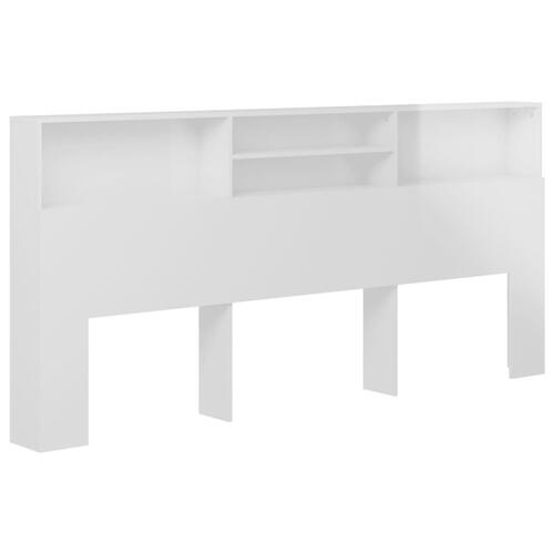 Sengegavl med opbevaring 220x19x103,5 cm hvid højglans
