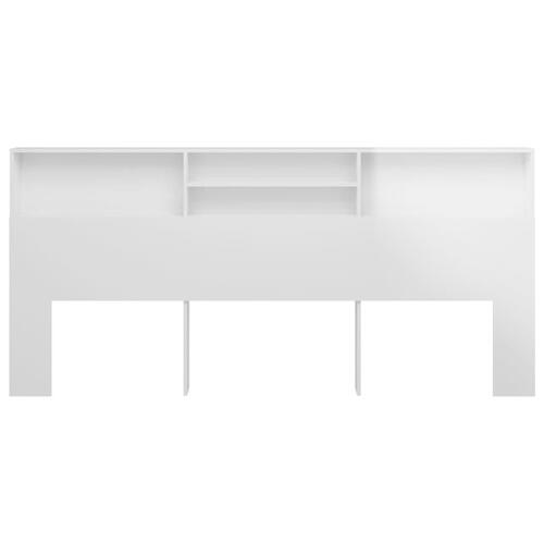 Sengegavl med opbevaring 220x19x103,5 cm hvid højglans