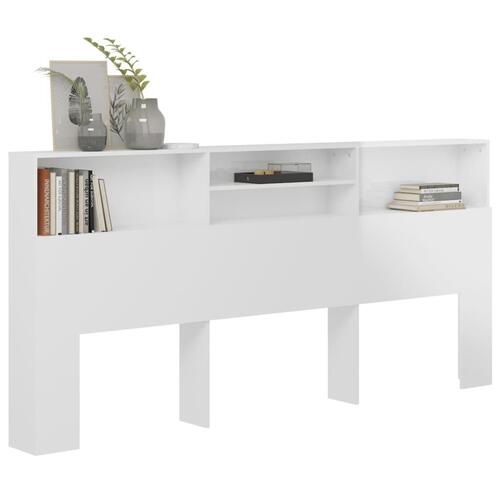 Sengegavl med opbevaring 220x19x103,5 cm hvid højglans