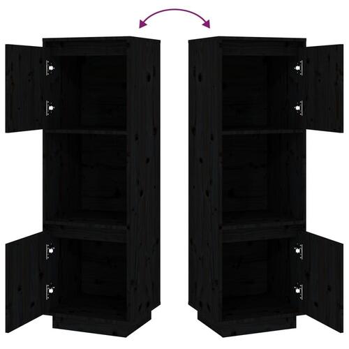 Højskab 38x35x117 cm massivt fyrretræ sort