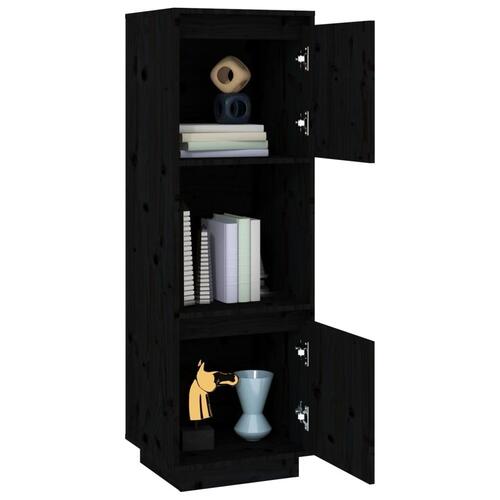 Højskab 38x35x117 cm massivt fyrretræ sort