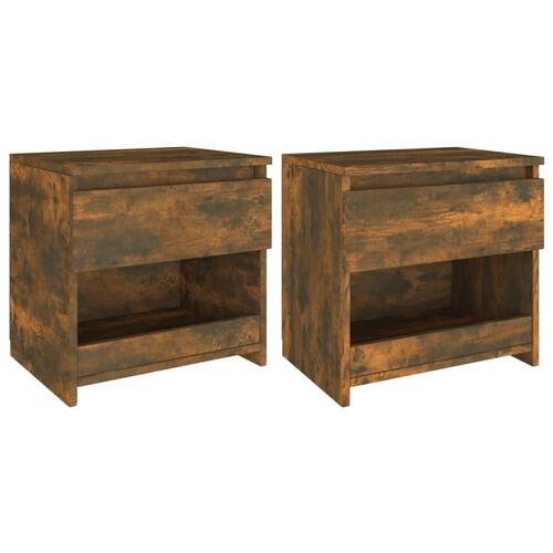 Sengeborde 2 stk. 40x30x39 cm konstrueret træ røget egetræ