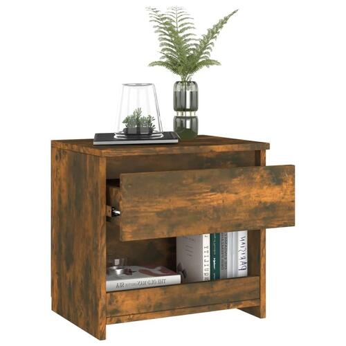 Sengeborde 2 stk. 40x30x39 cm konstrueret træ røget egetræ
