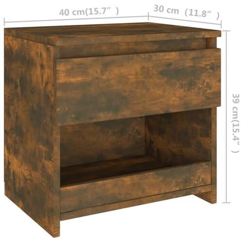 Sengeborde 2 stk. 40x30x39 cm konstrueret træ røget egetræ