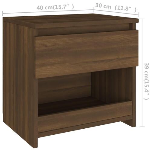Sengeborde 2 stk. 40x30x39 cm konstrueret træ brun egetræsfarve