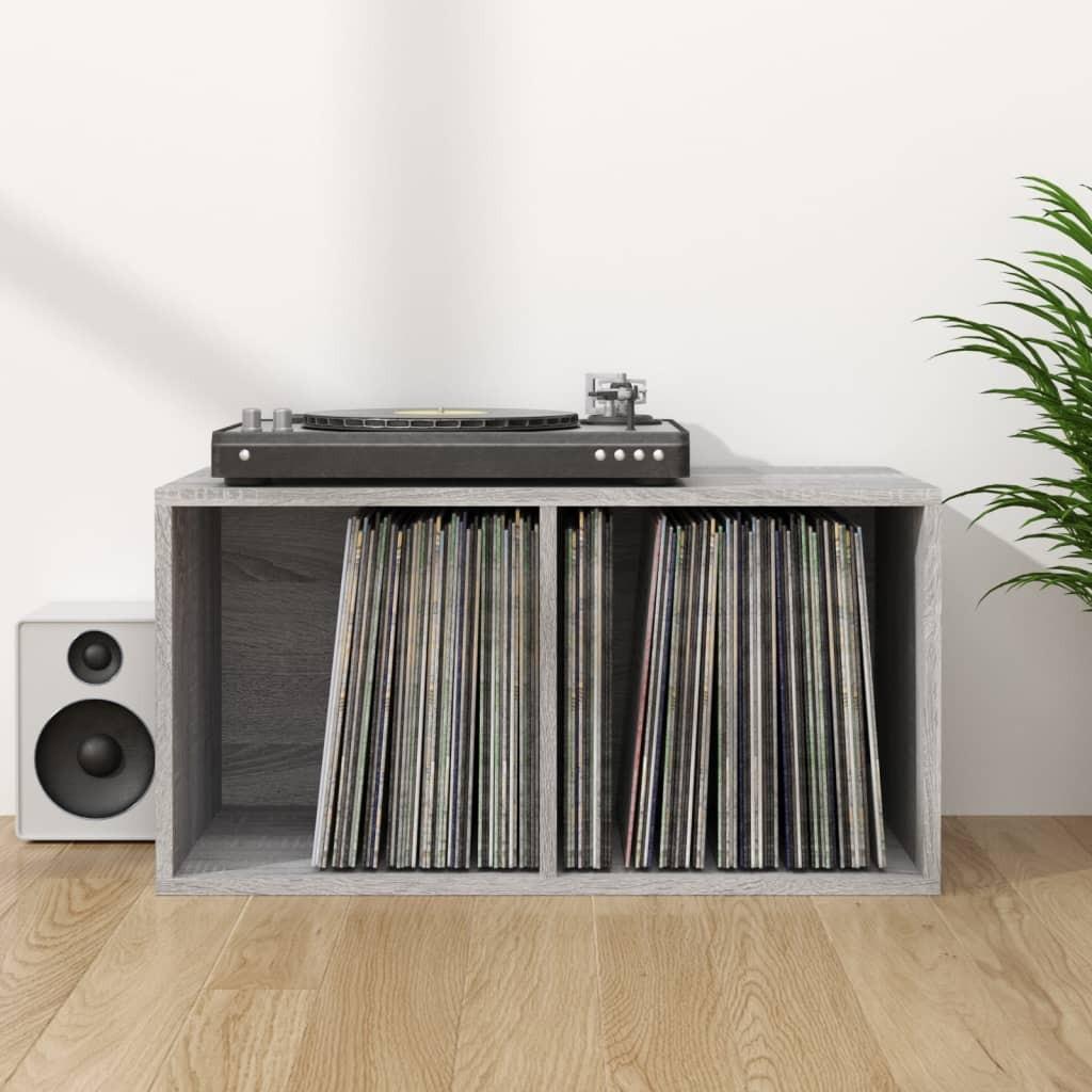 Lp-reol 71x34x36 cm konstrueret træ grå sonoma-eg