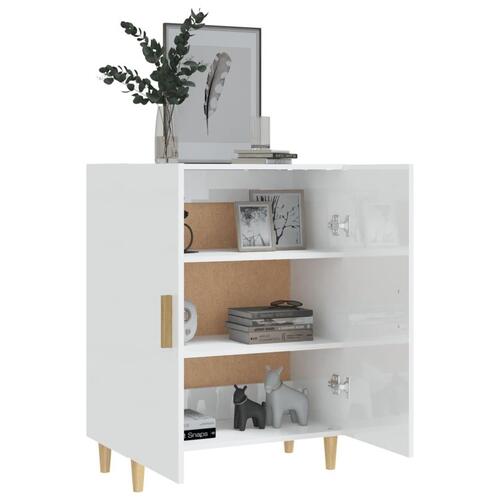Skænk 70x34x90 cm konstrueret træ hvid højglans