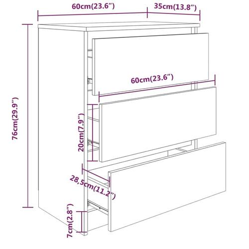 Skænk 60x35x76 cm konstrueret træ røget egetræsfarve