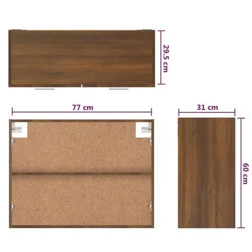 Vægskab 80x31x60 cm konstrueret træ brun egetræsfarve