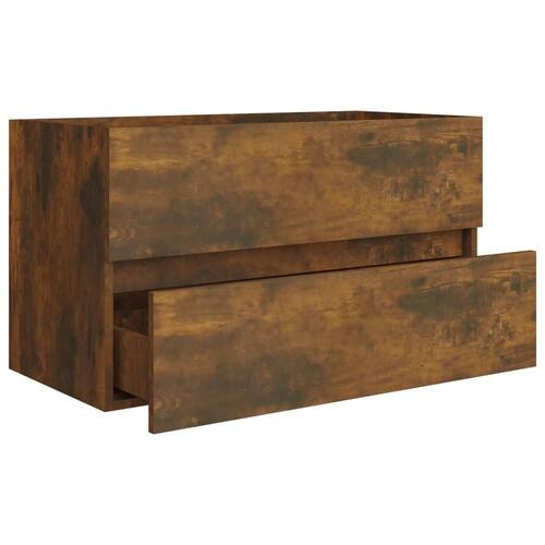 Badeværelsesskab 80x38,5x45 cm konstrueret træ røget egetræ