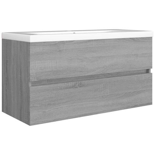 Badeværelsesskab 90x38,5x45 cm konstrueret træ grå sonoma-eg
