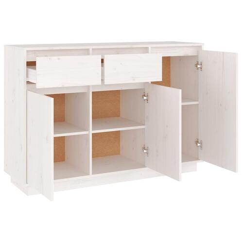 Skænk 110x34x75 cm massivt fyrretræ hvid
