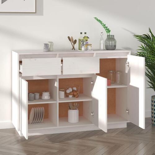 Skænk 110x34x75 cm massivt fyrretræ hvid