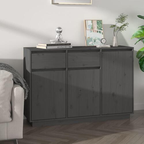 Skænk 110x34x75 cm massivt fyrretræ grå