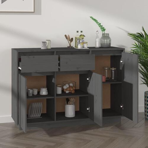 Skænk 110x34x75 cm massivt fyrretræ grå