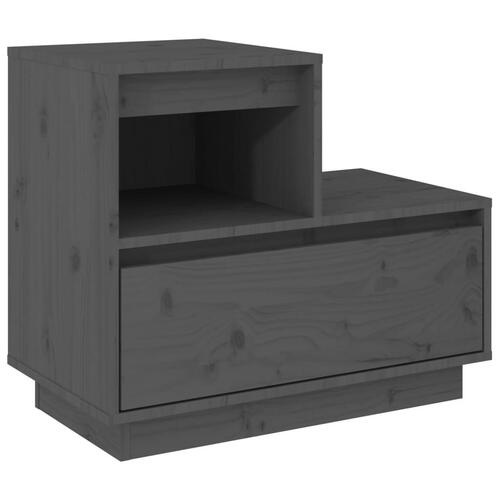 Sengeborde 2 stk. 60x34x51 cm massivt fyrretræ grå