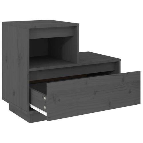 Sengeborde 2 stk. 60x34x51 cm massivt fyrretræ grå