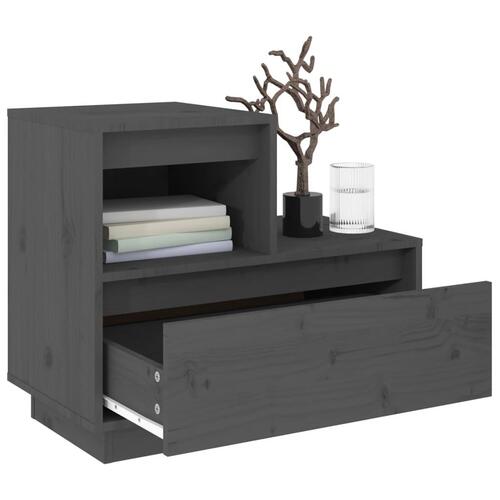 Sengeborde 2 stk. 60x34x51 cm massivt fyrretræ grå