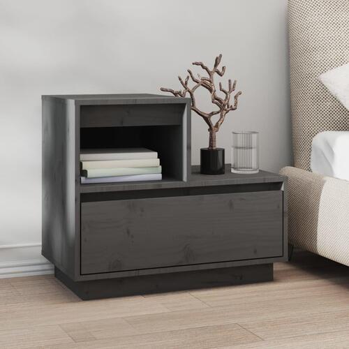 Sengeborde 2 stk. 60x34x51 cm massivt fyrretræ grå