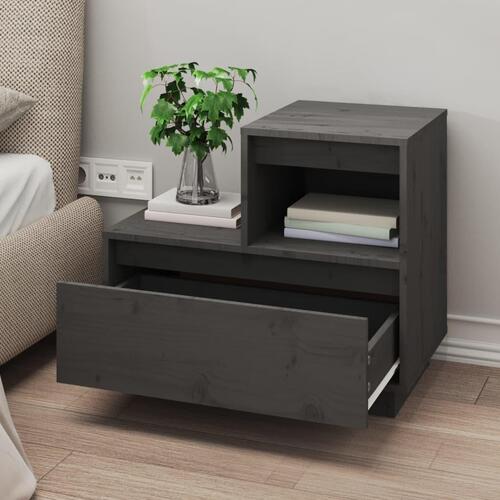 Sengeborde 2 stk. 60x34x51 cm massivt fyrretræ grå