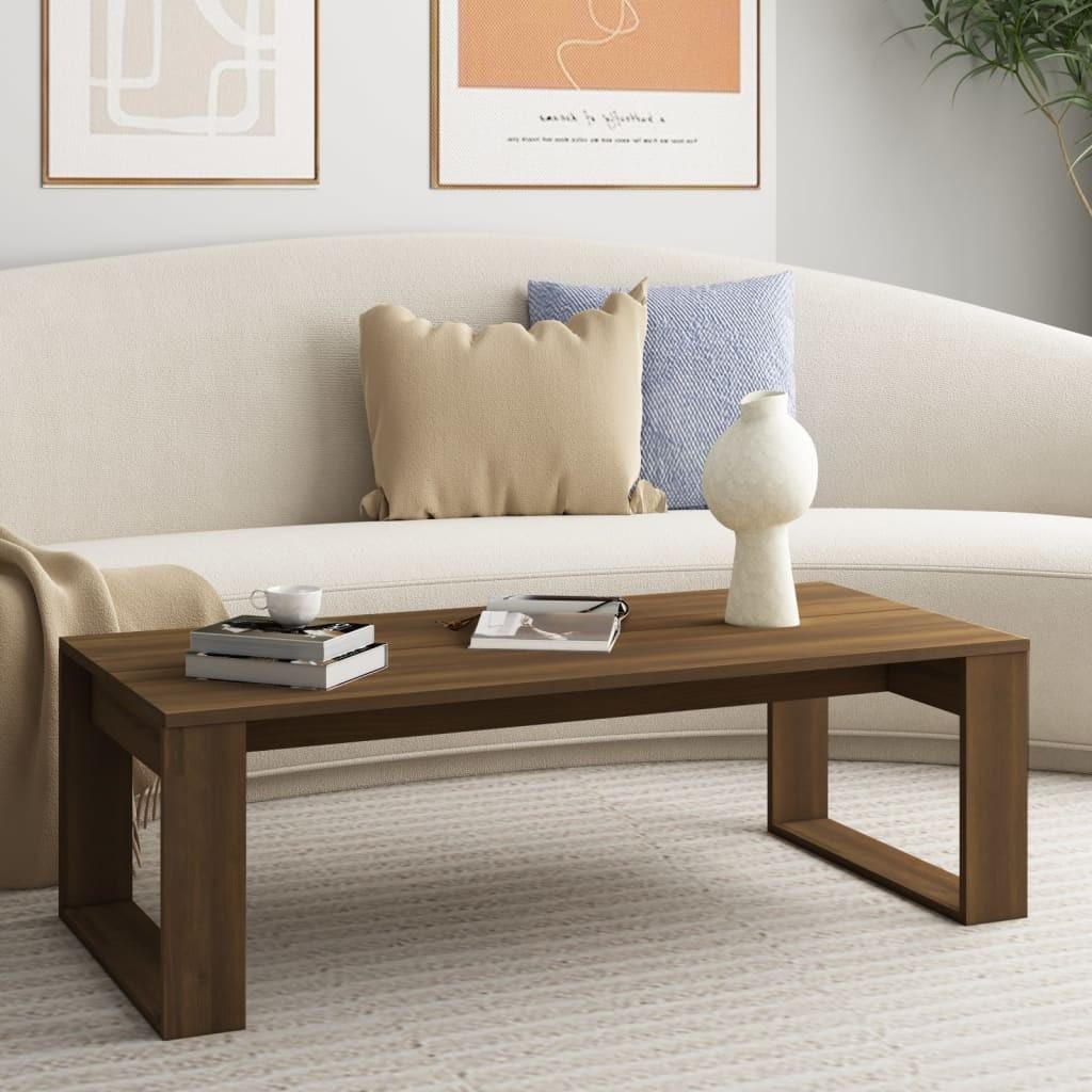 Sofabord 110x50x35 cm konstrueret træ brun egetræsfarve