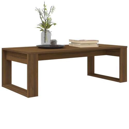 Sofabord 110x50x35 cm konstrueret træ brun egetræsfarve