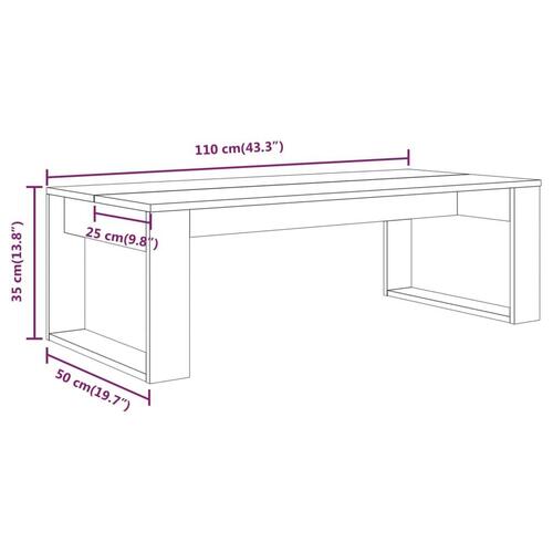Sofabord 110x50x35 cm konstrueret træ brun egetræsfarve